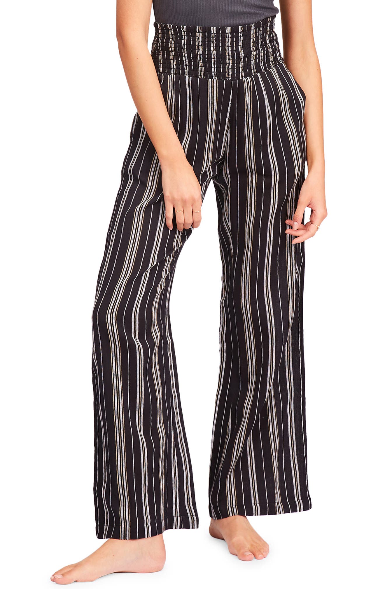 Fashion Women Casual Striped Print Ladies Wide Leg Slacks Pants Mikey Store 
